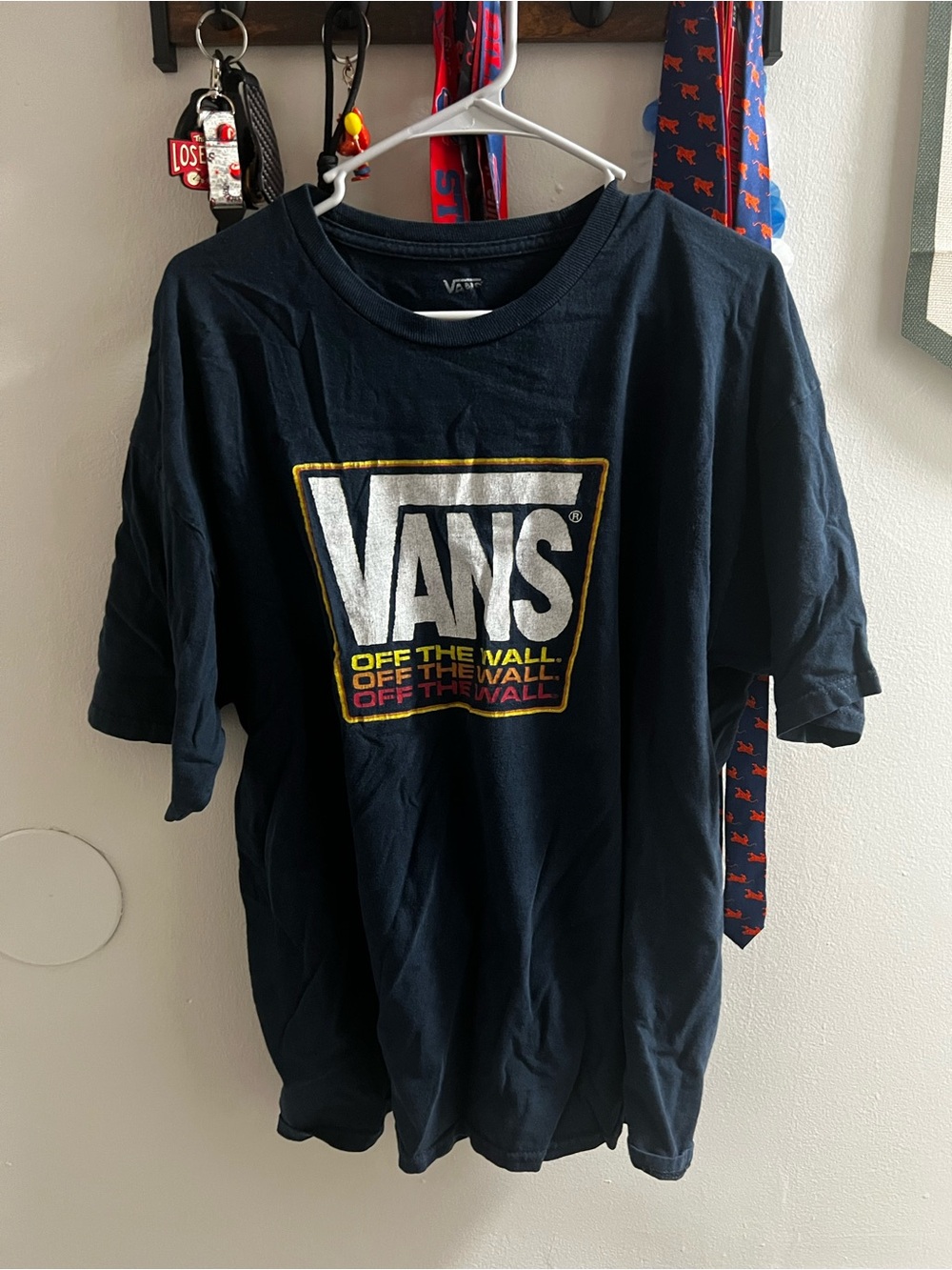 Vans Navy Graphic Logo Tee with Yellow Accents